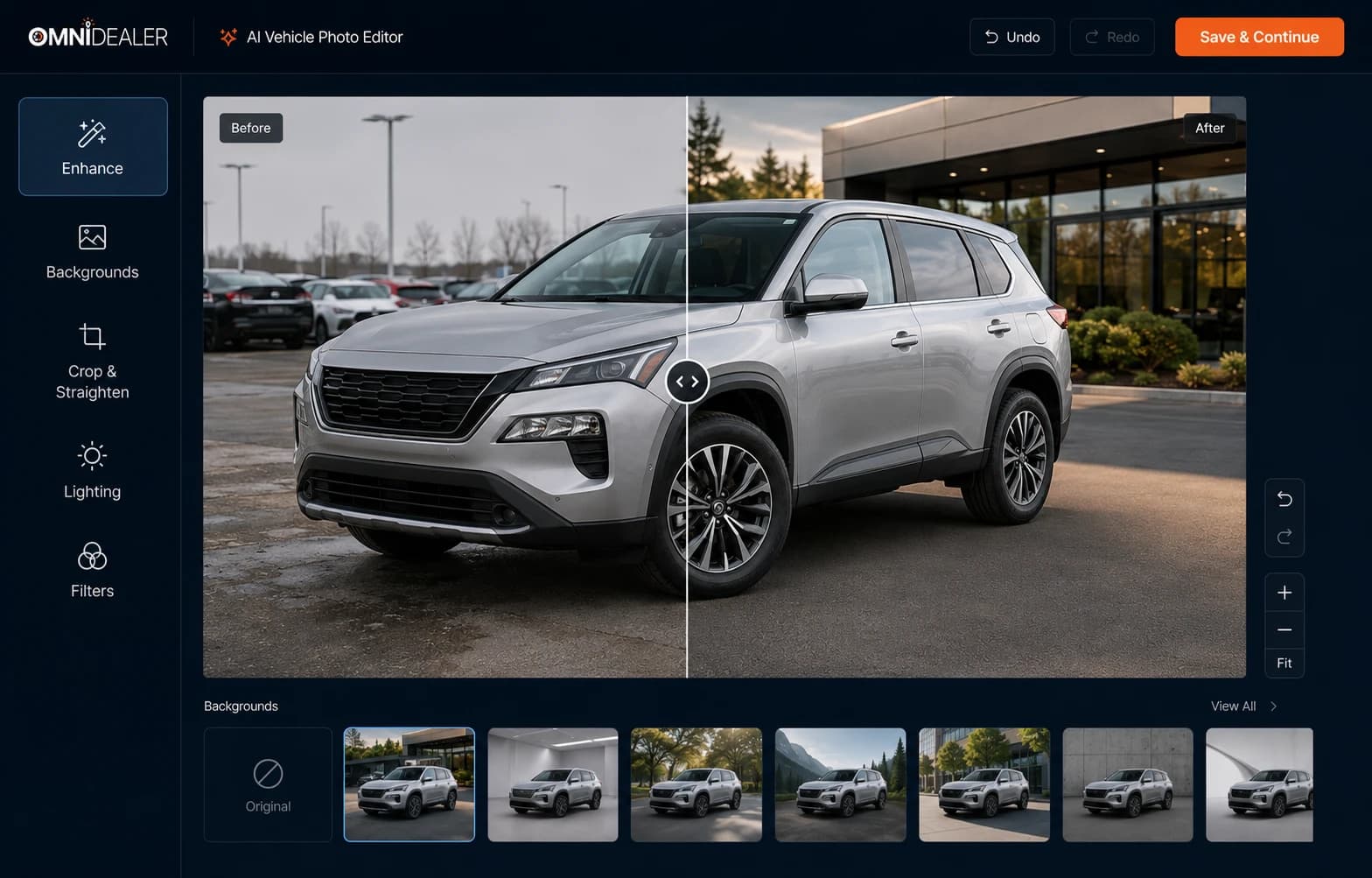 AI-enhanced vehicle photo editor